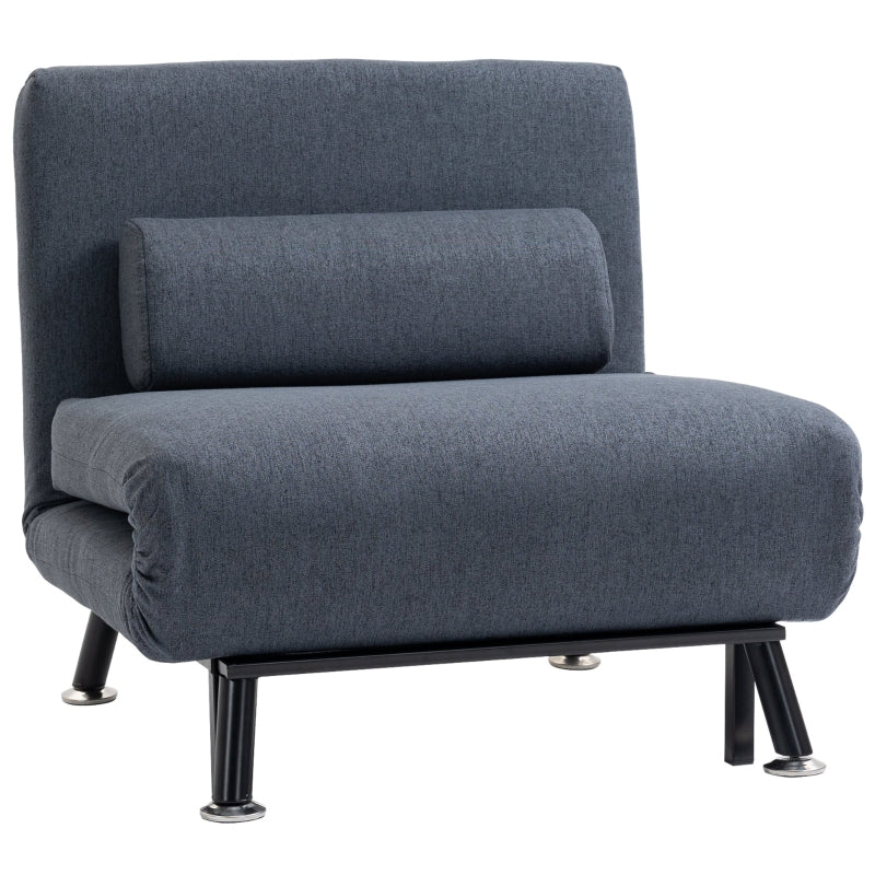 3-in-1 Convertible Sleeper Chair with Adjustable Backrest and Pillow for Living Room and Bedroom, Dark Grey Linen