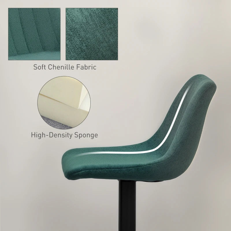 Set of 2 Green Chenille-Feel Tub Bat Stools - Stylish, Comfortable, and Durable Bathroom Seating