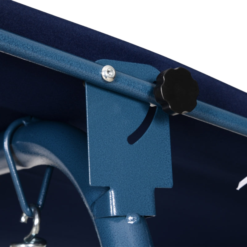 Blue Striped 3-Seater Outdoor Swing Chair with Adjustable Canopy