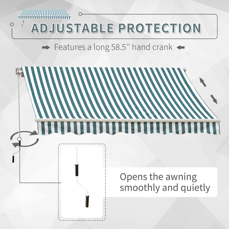 4m x 3m Manual Retractable Awning - Striped Green & White