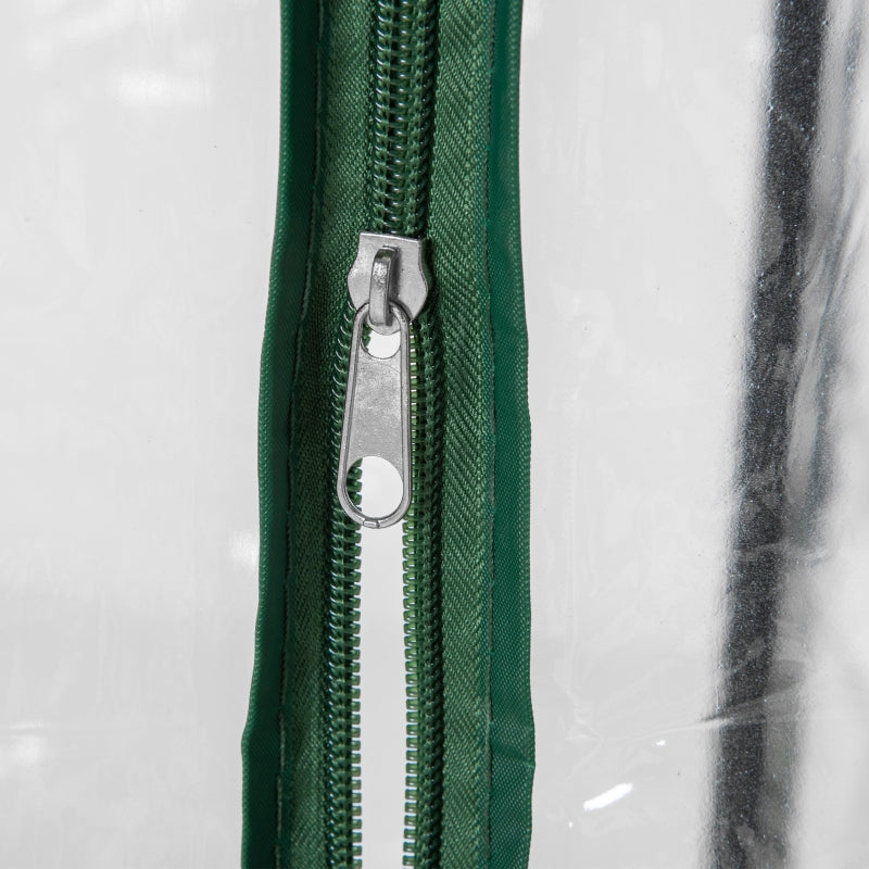 Green Steel Frame Greenhouse with Roll-up Door - Outdoor Garden Cover