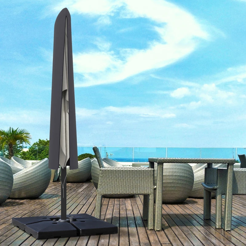 Dark Grey Outdoor Cantilever Umbrella Cover with Rod and Zipper