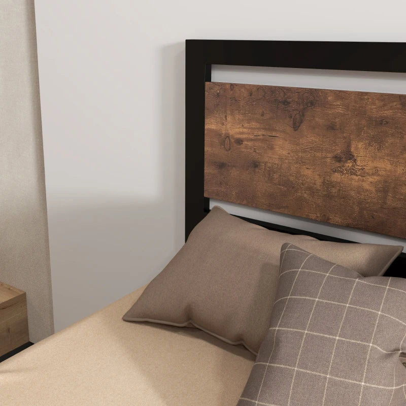 Single Size Metal Bed Frame with Headboard & Footboard - Sturdy Slat Support, Underbed Storage, Ideal Bedroom Furniture for Adults