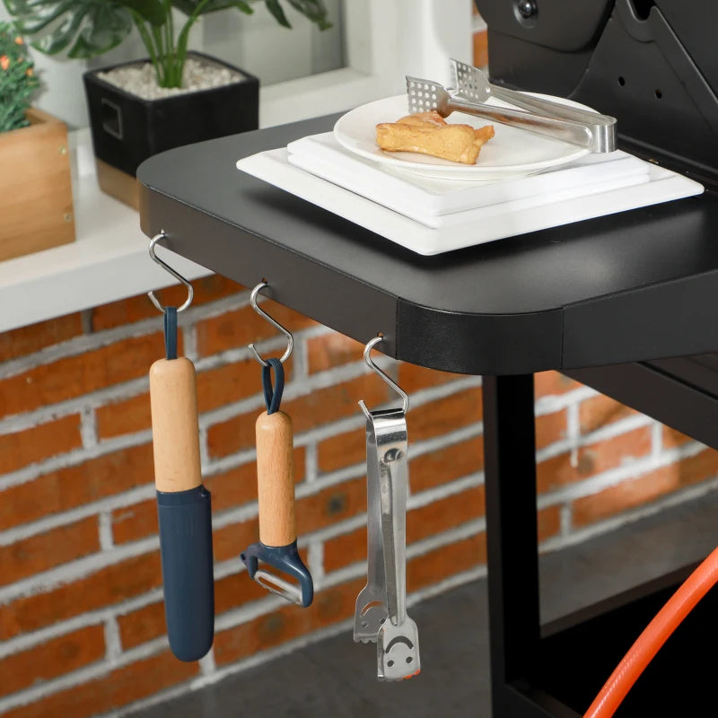 Black 9kW Three-Burner Gas BBQ Grill with See-Through Lid