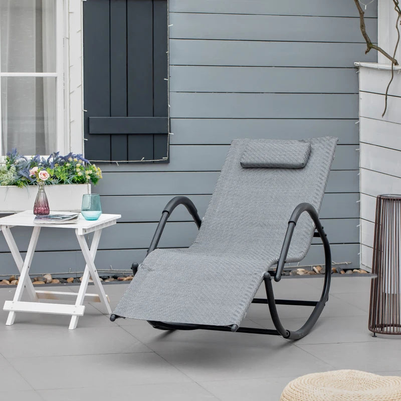 Grey Rocking Lounge Chair with Removable Pillow and Recliner Seat