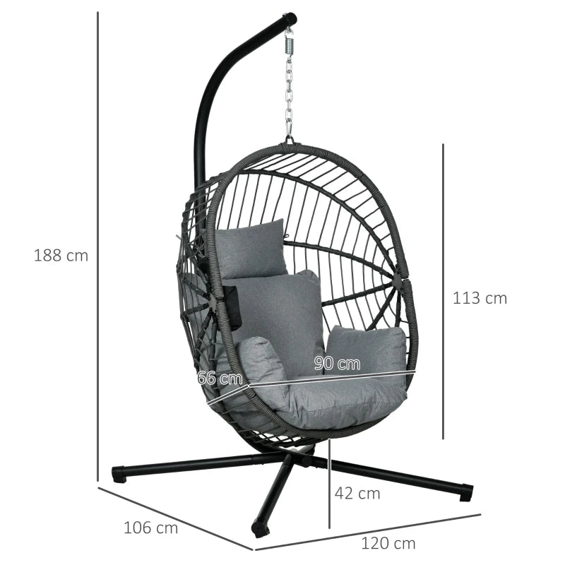 Grey Fully Padded Hanging Egg Chair