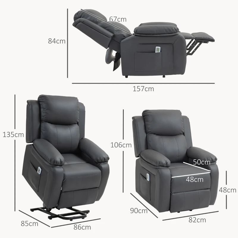 Electric Recliner Chair with Massage and Heat for Elderly, Power Lift Armchair with Remote Control and Extended Footrest