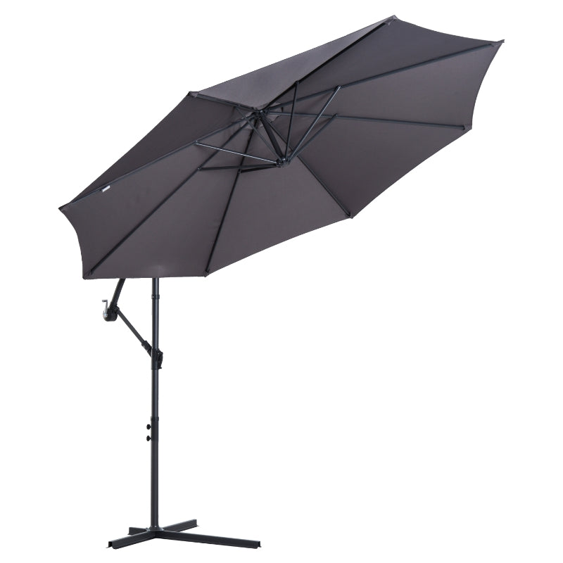 Dark Grey 3M Hanging Cantilever Umbrella Parasol for Patio