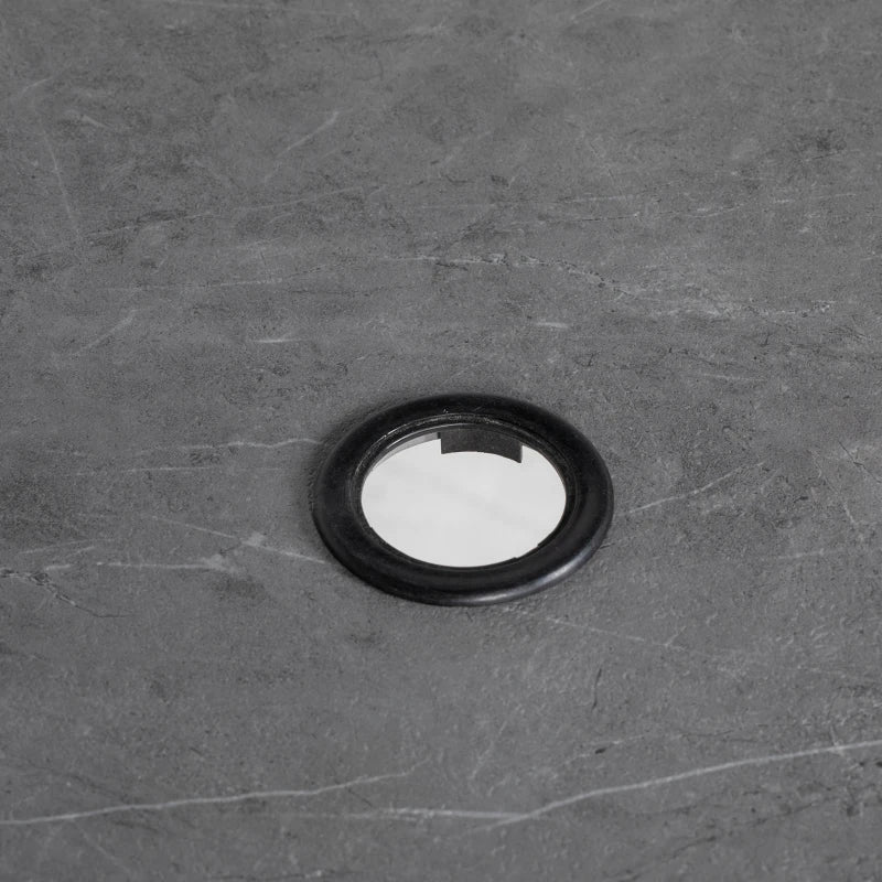 Square Outdoor Bistro Table with Faux-Marbled Top and Umbrella Hole - Garden Coffee Table