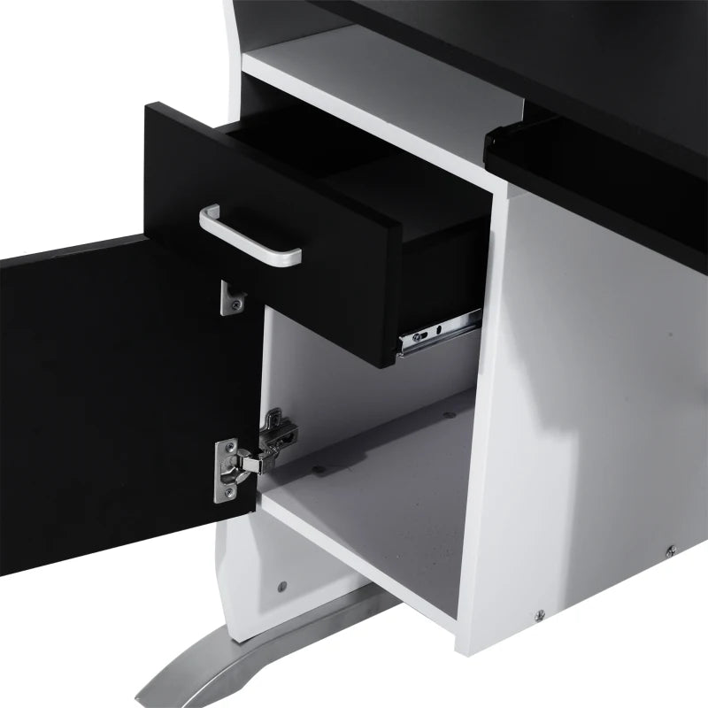 Black Computer Desk with Sliding Keyboard Tray, Storage Drawers & Host Box Shelf - Home Office Study Workstation 100x52x75cm