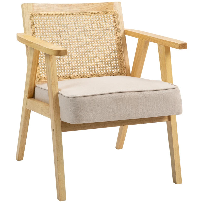 Natural Finish Wooden Rattan Weave Accent Chair for Stylish Home Decor