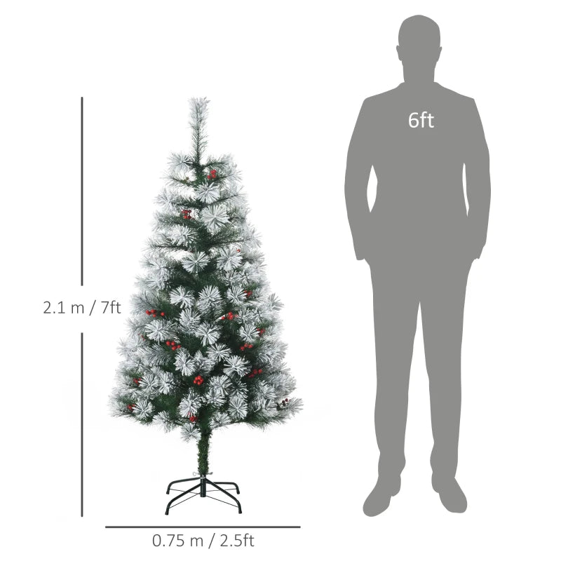 5FT Artificial Christmas Tree with Metal Stand, 184 Tips, Berry Decorations - Perfect Indoor Xmas Holiday Decor