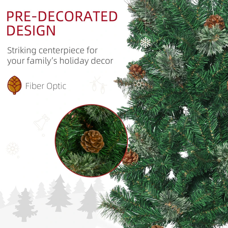 6.5FT Tall Pencil Slim Artificial Christmas Tree with Realistic Branches, Pine Cones & Needles - Perfect Xmas Decoration