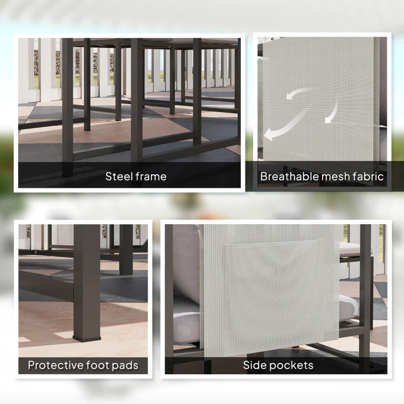 Nine-Piece Grey Steel Frame Garden Dining Set - Outdoor Furniture for Patio and Backyard