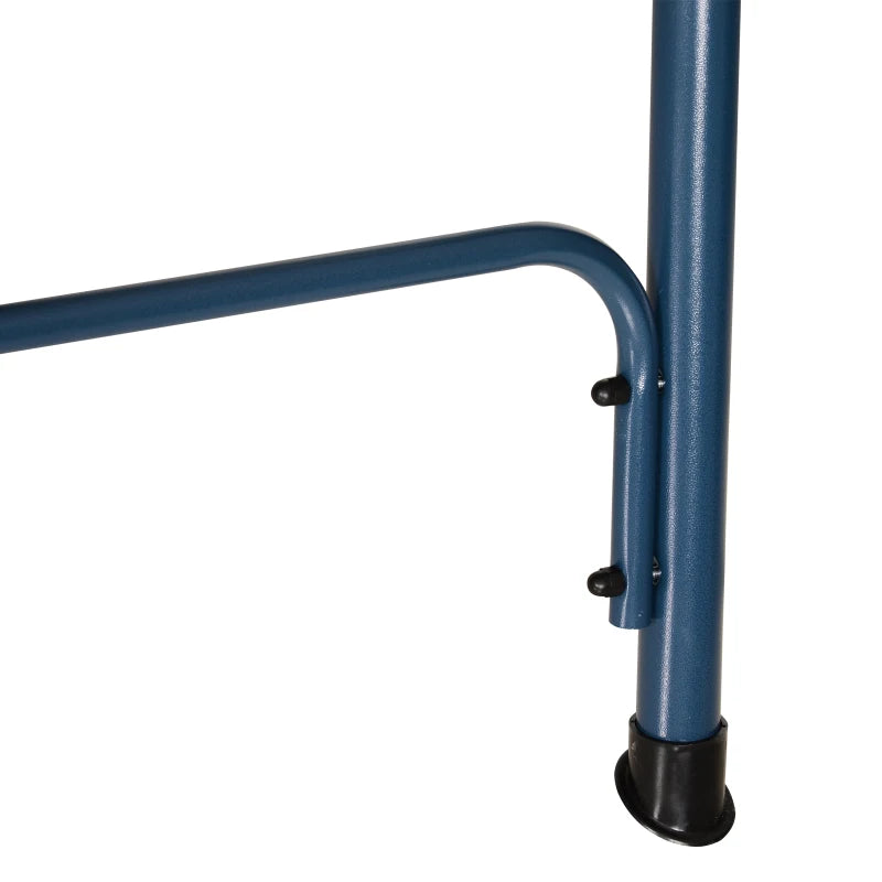 Blue Striped 3-Seater Outdoor Swing Chair with Adjustable Canopy