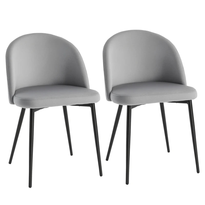 Contemporary Dining Chairs Set of 2 - Soft Fabric Seat & Back for Office, Kitchen, Living Room - Grey
