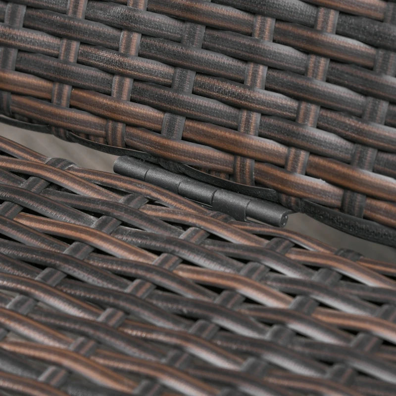 2 Seater Rattan Sun Lounger Set - Brown/Cream White