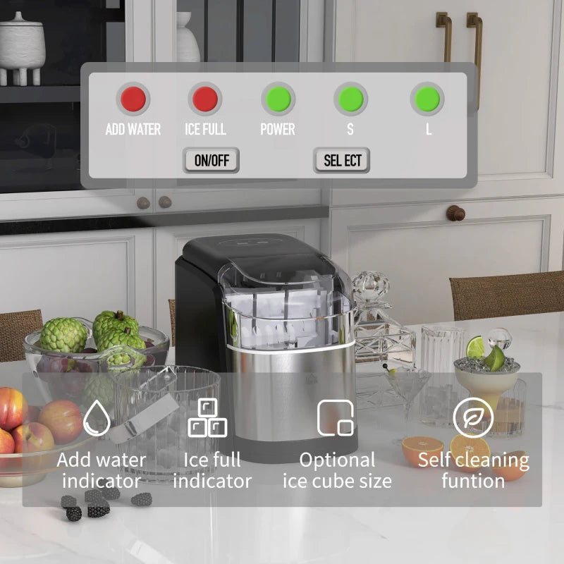 12kg Countertop Ice Machine with Scoop - Compact, Efficient Ice Maker for Home, Parties & Events - Perfect for Drinks