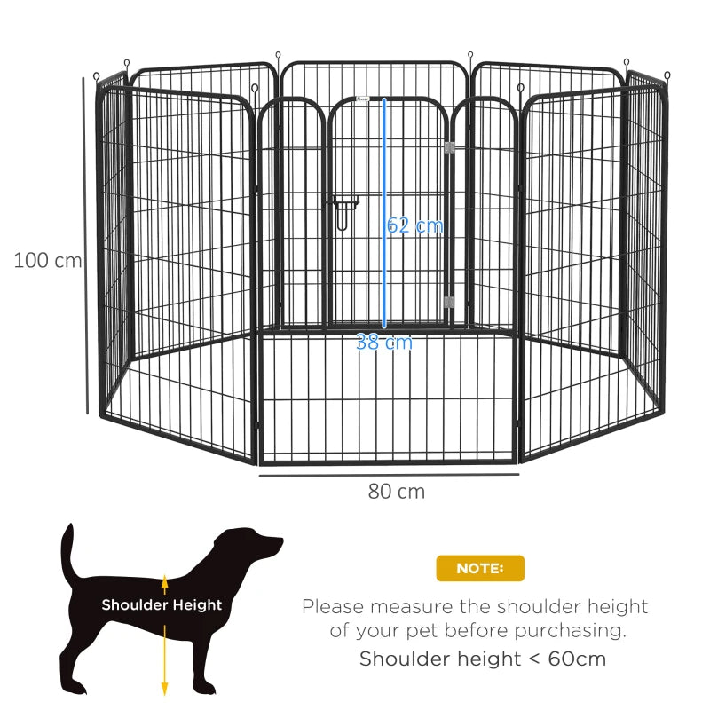 8 Panels Heavy Duty Puppy Playpen for Large & Medium Dogs - Indoor/Outdoor Use, Black Pet Play Yard