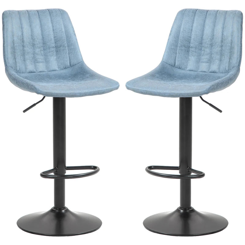 Set of 2 Retro Blue Tub Bar Stools - Stylish Modern Seating for Kitchen, Dining, or Home Bar