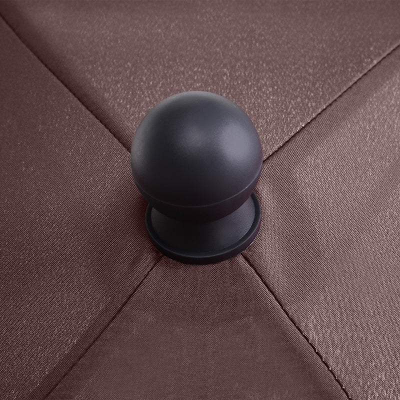 Brown Rectangular Ruffled Garden Parasol with Tilting Canopy