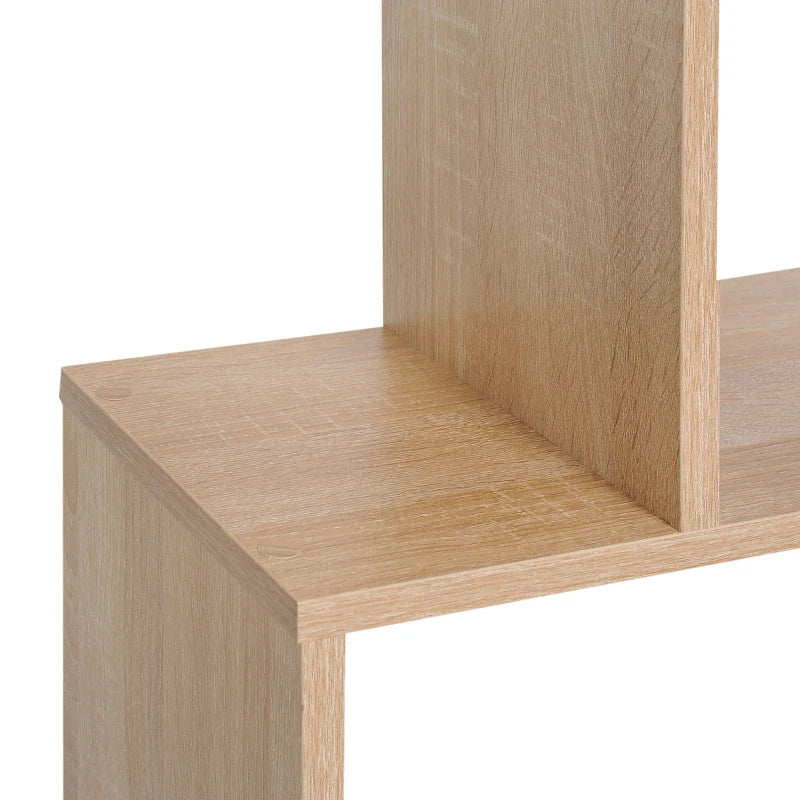6-Tier S-Shaped Bookcase - Stylish Oak Storage Unit & Display Shelf for Living Room, Bedroom, Home Office, Plants
