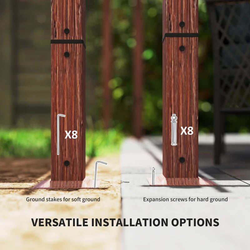 3 x 3 m Retractable Roof Pergola - Natural Wood Finish, Outdoor Shade Canopy