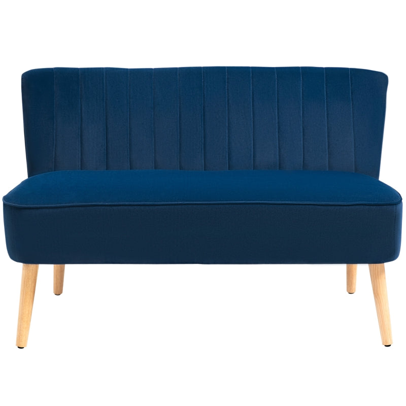 Modern Velvet Double Seat Sofa with Wood Frame and Foam Padding - Soft, Comfortable, Compact Couch in Blue