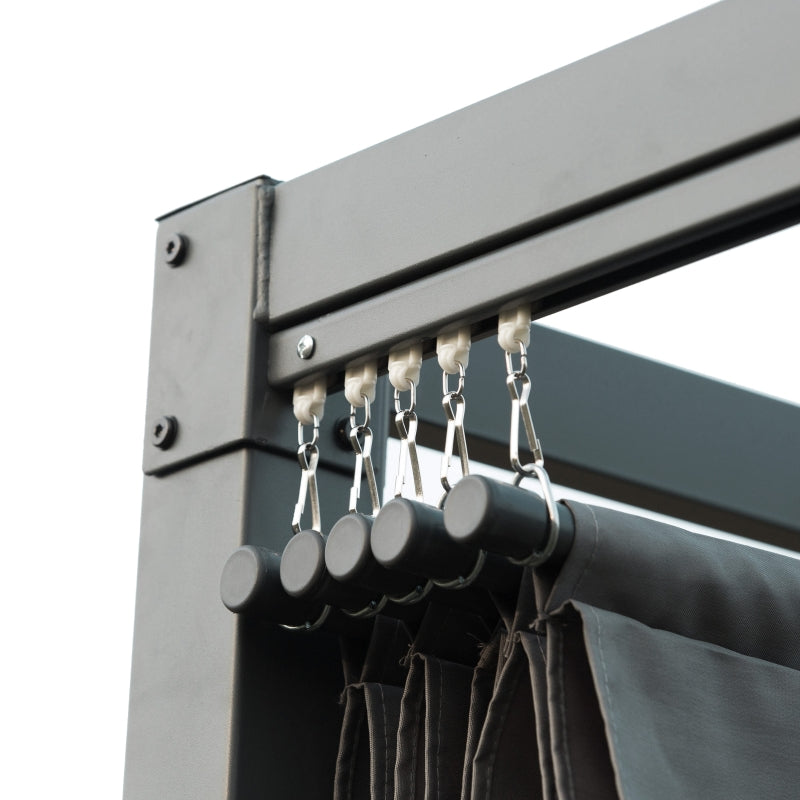 4m x 3m Dark Grey Metal Rectangular Pergola