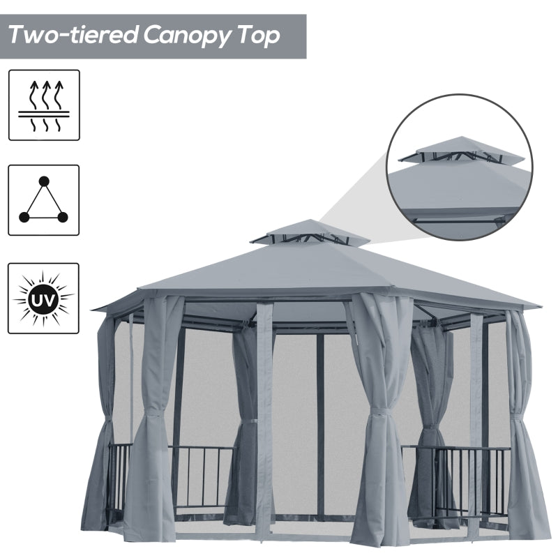 Grey 3m x 3m Hexagon Gazebo