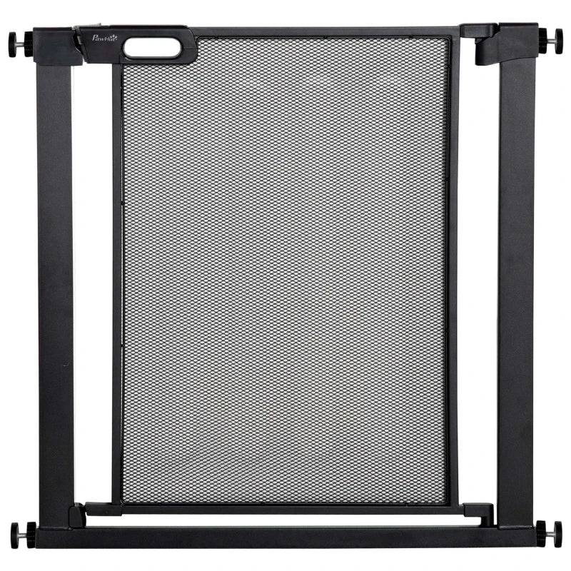 Dog Safety Gate for Hallways & Staircases - Automatic Closing Door, Black Pet Barrier for Home Safety