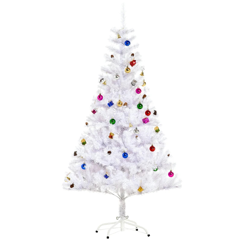 Elegant 5ft White Snow Artificial Christmas Tree with Metal Stand - Seasonal Home Decorations for Holiday Cheer