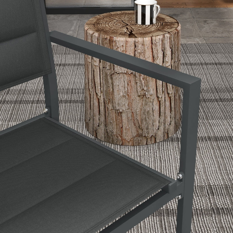 Dark Grey Aluminium Stackable Garden Chairs Set of 2