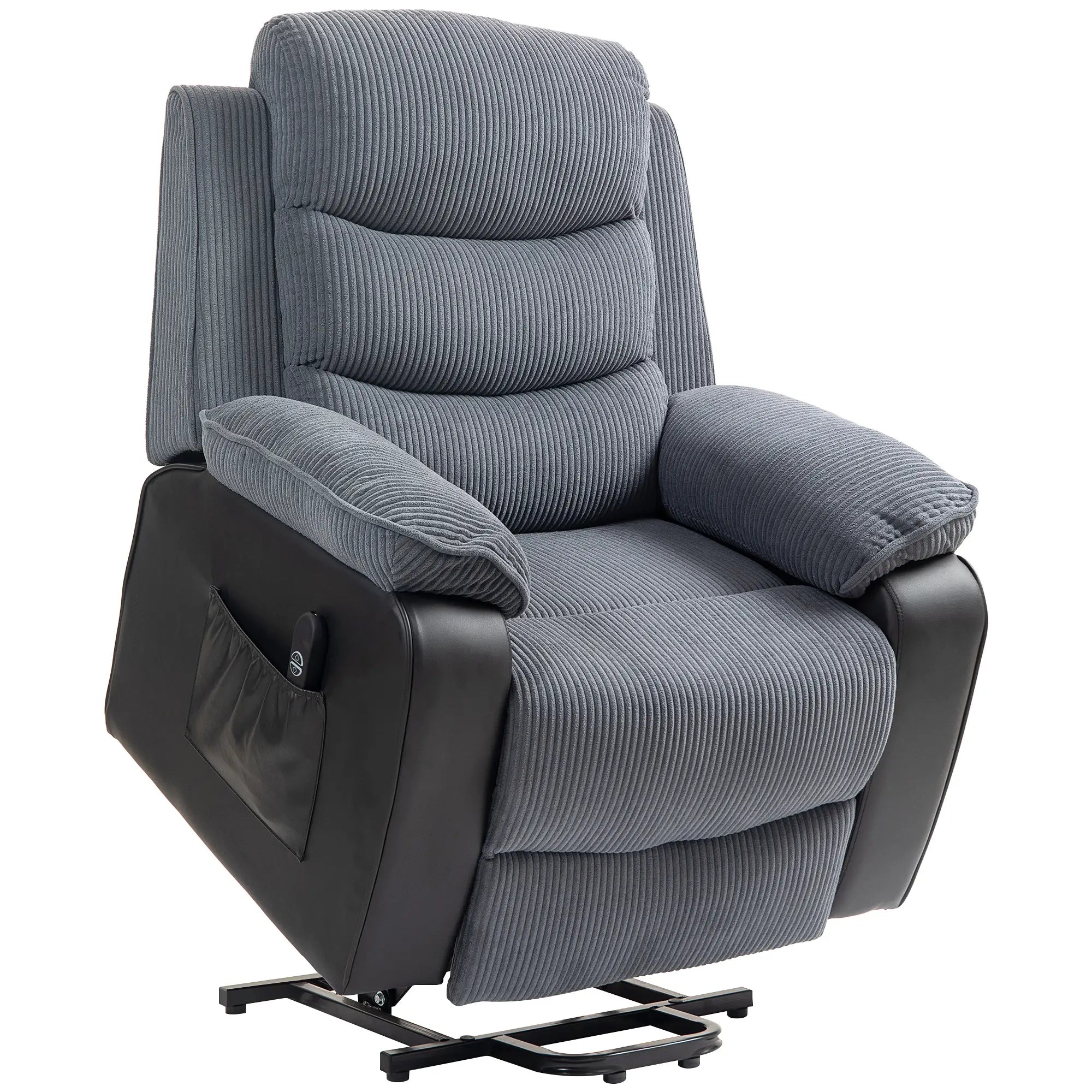 Overstuffed Dark Grey Electric Lift Recliner Chair for Elderly – Power Riser Armchair with 150° Recline, Footrest, USB Charging Port & Supportive Padding – Adjustable Mobility Sofa for Seniors