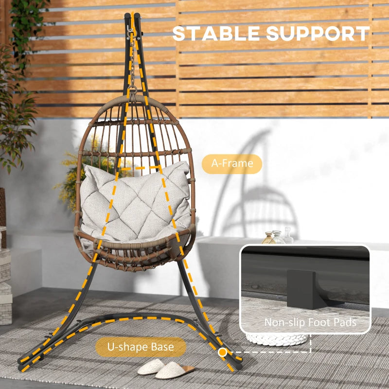 Heavy Duty Black Hammock Chair Stand - Extra Large Base, Metal Frame for Indoor/Outdoor Use, 150 KG Load Capacity