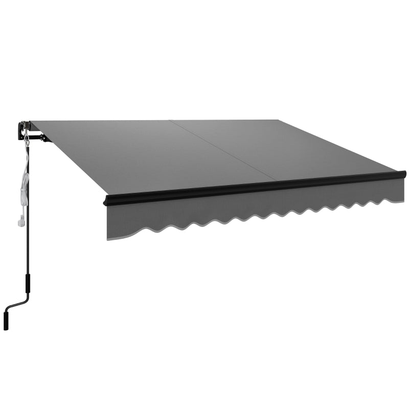 3 x 2.5m Dark Grey Electric Awning with LED Light & Remote Controller - Aluminium Frame DIY Retractable UV50+ Sun Shade Canopy for Garden, Patio, Deck, Door, Window