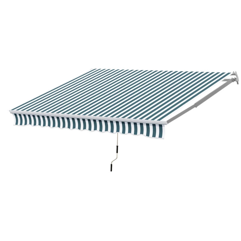 4m x 3m Manual Retractable Awning - Striped Green & White