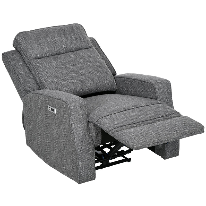 Electric Reclining Chair with USB Port and Footrest in Charcoal Grey - 150° Comfort Design