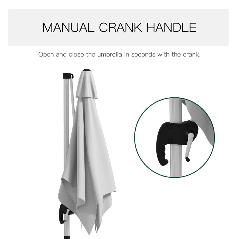 3m x 3m Square Cantilever Parasol with Cross Base - Aluminium Frame