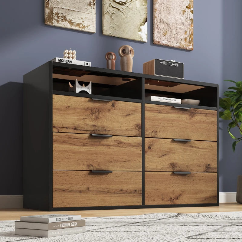 Anti-Tip Oak Sideboard Cabinet with Storage Drawers & Shelves - 120x40x80 cm Wooden Drawer Chest for Living Room