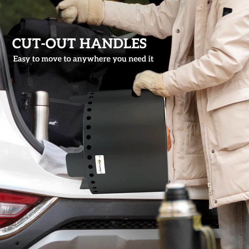 Smokeless Steel Fire Pit with Poker - Grey - 30 Inch