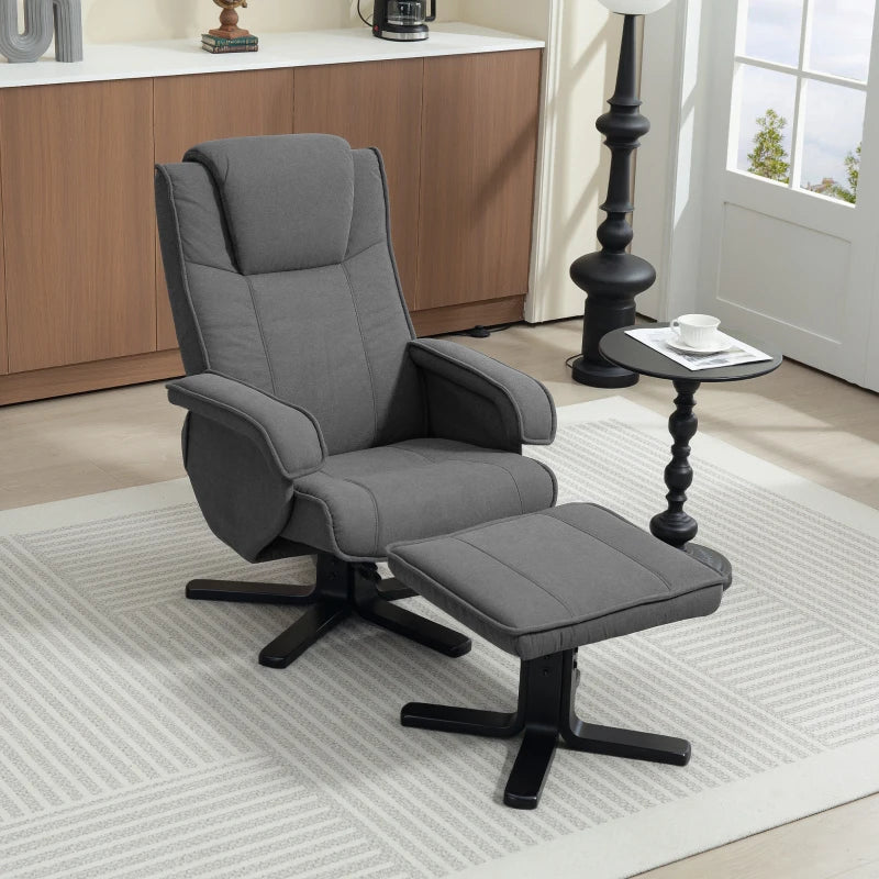 Charcoal Grey Velvet Rocker Swivel Recliner Chair with Footstool for Ultimate Comfort