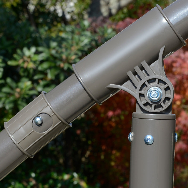 Beige Double Tier Cantilever Garden Umbrella with Crank Handle