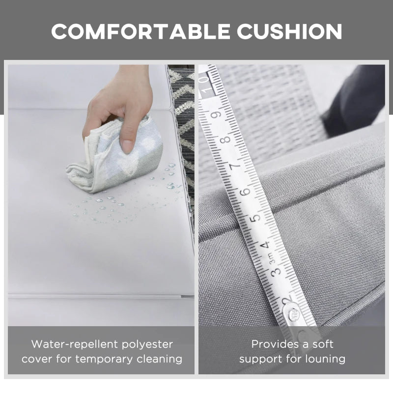 Light Grey Rattan Sun Lounger with Adjustable Backrest