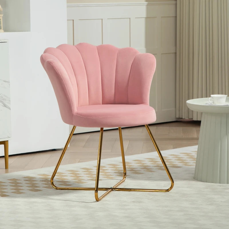 Velvet-Feel Lotus Petal Accent Chair in Pink - Stylish and Comfortable Seating for Your Home