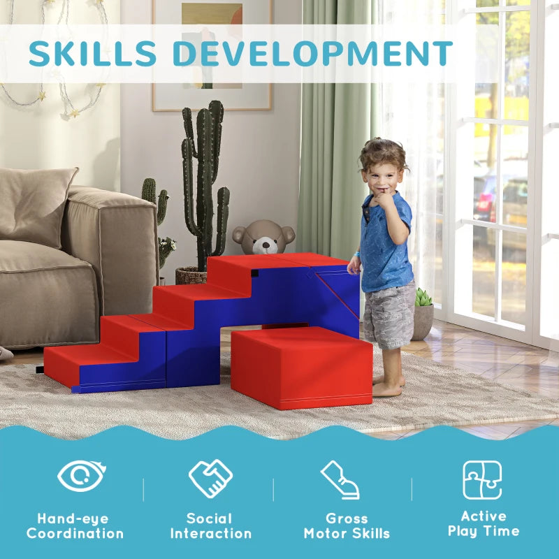 Soft Play Set for Toddlers 1-3 Years Foam Climber Blocks Dark Blue Color