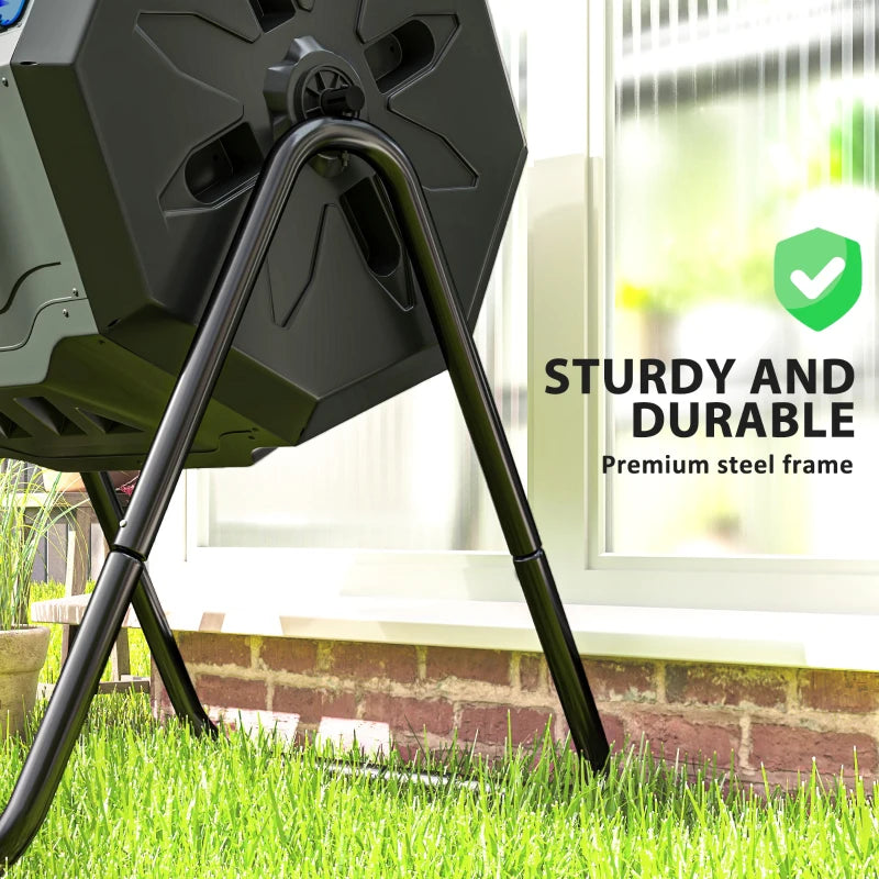 Blue Dual Chamber 160L Rotating Compost Bin for Garden