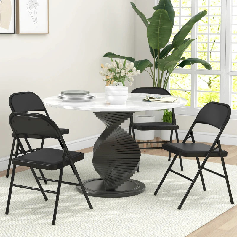 Set of 4 Black Cushioned Folding Chairs for Indoor and Outdoor Use