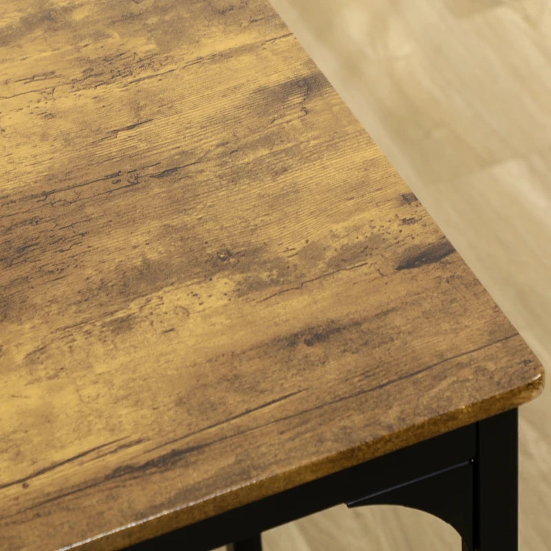 Five Piece Industrial Style Bar Table Set in Brown and Black for Modern Dining Spaces