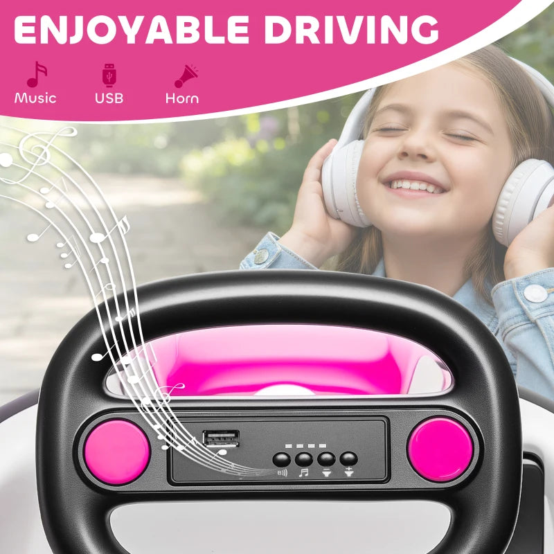 Kids 360-Degree Rotating Bumper Car Electric Ride On Toy for Ages 3-8 Pink